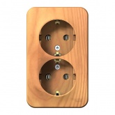 Накладная розетка 2-ая с заземлением без шторок SE Blanca 16А 250В ясень