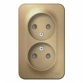 Накладная розетка 2-ая без заземления со шторками SE Blanca 16А 250В титан изол.пластина