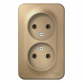 Накладная розетка 2-ая без заземления без шторок SE Blanca 16А 250В титан изол.пластина