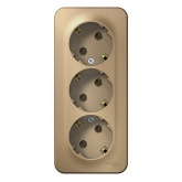 Накладная розетка 3-ая с заземлением без шторок SE Blanca 16А 250В титан изол.пластина