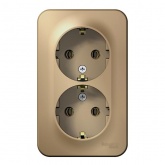 Накладная розетка 2-ая с заземлением без шторок SE Blanca 16А 250В титан изол.пластина