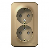 Накладная розетка 2-ая с заземлением со шторками SE Blanca 16А 250В титан