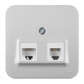 Накладная розетка 2-ая компьютерная RJ45 кат.5E SE Blanca алюминий изол.пластина