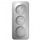 Накладная розетка 3-ая без заземления со шторками SE Blanca 16А 250В алюминий изол.пластина