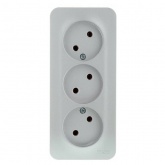 Накладная розетка 3-ая без заземления без шторок SE Blanca 16А 250В алюминий изол.пластина