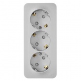 Накладная розетка 3-ая с заземлением со шторками SE Blanca 16А 250В алюминий изол.пластина