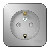 Накладная розетка компактная с заземлением со шторками SE Blanca 16А 250В алюминий из.пластина