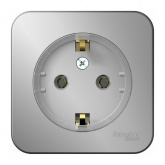 Накладная розетка компактная с заземлением без шторок SE Blanca 16А 250В алюминий из.пластина