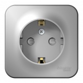 Накладная розетка с заземлением со шторками SE Blanca 16А 250В алюминий