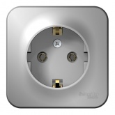 Накладная розетка с заземлением без шторок SE Blanca 16А 250В алюминий