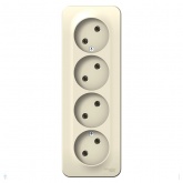 Накладная розетка 4-ая без заземления без шторок SE Blanca 16А 250В молочная изол.пластина