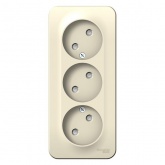 Накладная розетка 3-ая без заземления со шторками SE Blanca 16А 250В молочная изол.пластина