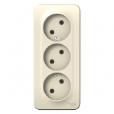 Накладная розетка 3-ая без заземления без шторок SE Blanca 16А 250В молочная изол.пластина