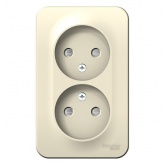 Накладная розетка 2-ая без заземления со шторками SE Blanca 16А 250В молочная изол.пластина