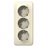 Накладная розетка 3-ая с заземлением со шторками SE Blanca 16А 250В молочная изол.пластина