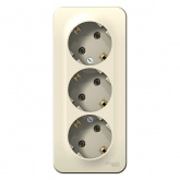 Накладная розетка 3-ая с заземлением без шторок SE Blanca 16А 250В молочная изол.пластина