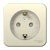 Накладная розетка компактная с заземлением со шторками SE Blanca 16А 250В молочная из.пластина
