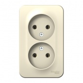 Накладная розетка 2-ая без заземления без шторок SE Blanca 16А 250В молочная