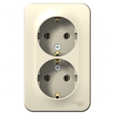 Накладная розетка 2-ая с заземлением без шторок SE Blanca 16А 250В молочная