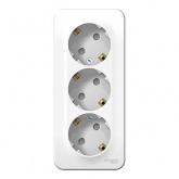 Накладная розетка 3-ая с заземлением со шторками SE Blanca 16А 250В белая изол.пластина