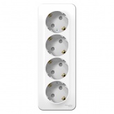 Накладная розетка 4-ая с заземлением со шторками SE Blanca 16А 250В белая изол.пластина