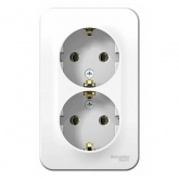 Накладная розетка 2-ая с заземлением без шторок SE Blanca 16А 250В белая изол.пластина