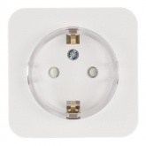 Накладная розетка компактная с заземлением со шторками SE Blanca 16А 250В белая изол.пластина