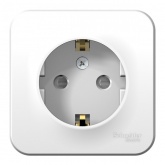 Накладная розетка с заземлением со шторками SE Blanca 16А 250В белая изол.пластина