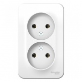 Накладная розетка 2-ая без заземления без шторок SE Blanca 16А 250В белая