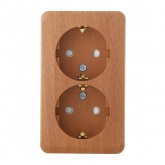 Накладная розетка двойная с заземлением со шторками SE Этюд темный бук