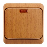 Накладной выключатель одноклавишный с подсветкой SE Этюд темный бук