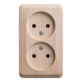 Накладная розетка двойная без заземления SE Этюд сосна