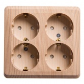 Накладная розетка четверная с заземлением со шторками SE Этюд сосна