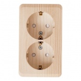 Накладная розетка двойная с заземлением со шторками SE Этюд сосна