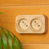 Накладная розетка двойная Legrand Quteo без заземления дерево