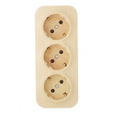 Накладная розетка тройная Legrand Quteo с заземлением со шторками дерево