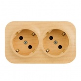 Накладная розетка двойная Legrand Quteo с заземлением со шторками дерево