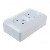 Накладная розетка двойная без заземления со шторками SE Этюд белая