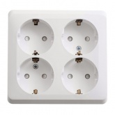 Накладная розетка четверная с заземлением со шторками SE Этюд белая