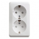 Накладная розетка двойная с заземлением со шторками SE Этюд белая