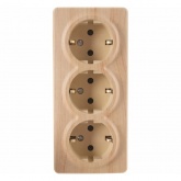Накладная розетка ЭРА Эксперт 3х2P+E Schuko со шторками 16A-250В IP20 сосна 11-2209-11