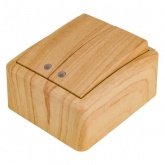 Накладной выключатель двойной с подсветкой ЭРА Эксперт 10АХ-250В IP20 сосна 11-1205-11