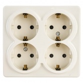 Накладная розетка ЭРА Эксперт 4х2P+E Schuko со шторками 16A IP20 слоновая кость 11-2211-02 (бежевый)