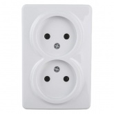 Накладная розетка ЭРА Эксперт 2х2P 16A-250В IP20 белый 11-2202-01