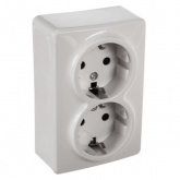 Накладная розетка ЭРА Эксперт 2х2P+E Schuko 16A-250В IP20 белый 11-2205-01