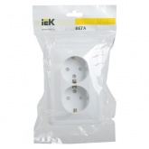 Розетка двойная 2х2P+E Schuko со шторками Generica ВЕГА 16А белый (РСш12-3-ВБ)