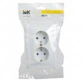 Розетка двойная 2х2P+E Schuko без шторок Generica ВЕГА 16А белый (РС12-3-ВБ)