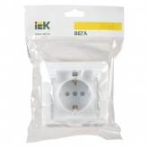 Розетка 2P+E Schuko со шторками с крышкой Generica ВЕГА 16А IP44 белый (РСбш10-3-ВБ)