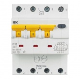 Дифференциальный автомат ИЭК АВДТ34 C32А 3П+Н 30мА тип А трехфазный электронный 6кА (дифавтомат, АВДТ)