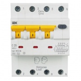 Дифференциальный автомат ИЭК АВДТ34 C25А 3П+Н 30мА тип А трехфазный электронный 6кА (дифавтомат, АВДТ)